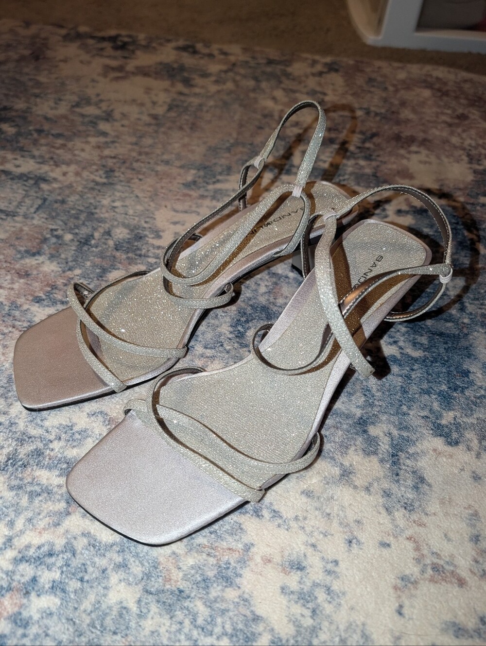 Bandolino Glitter Silver Strappy Heels
